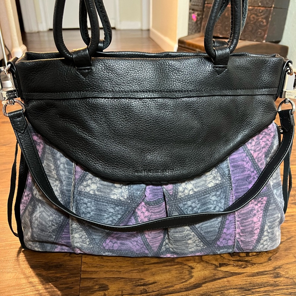 Aimee Kestenberg Pepple Leather Shopper TOKYO JEWEL TONE BLACK LEATHER